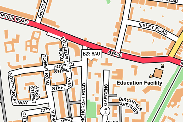 B23 6AU map - OS OpenMap – Local (Ordnance Survey)
