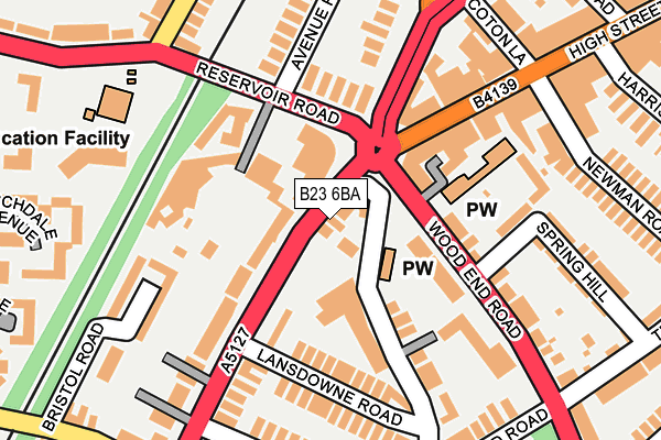 B23 6BA map - OS OpenMap – Local (Ordnance Survey)