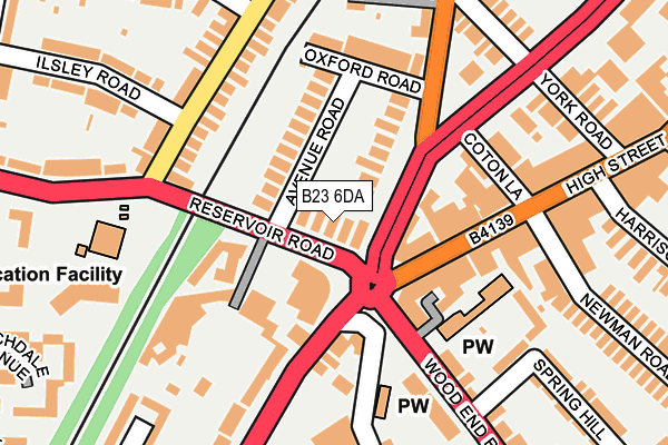 B23 6DA map - OS OpenMap – Local (Ordnance Survey)