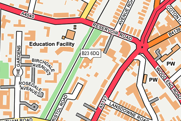 B23 6DQ map - OS OpenMap – Local (Ordnance Survey)