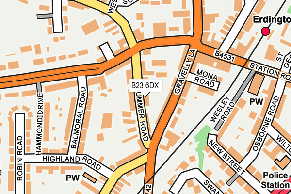 B23 6DX map - OS OpenMap – Local (Ordnance Survey)