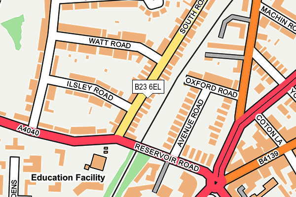 B23 6EL map - OS OpenMap – Local (Ordnance Survey)