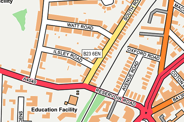 B23 6EN map - OS OpenMap – Local (Ordnance Survey)