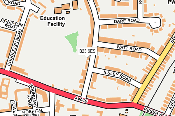 B23 6ES map - OS OpenMap – Local (Ordnance Survey)