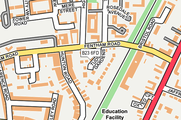 B23 6FD map - OS OpenMap – Local (Ordnance Survey)