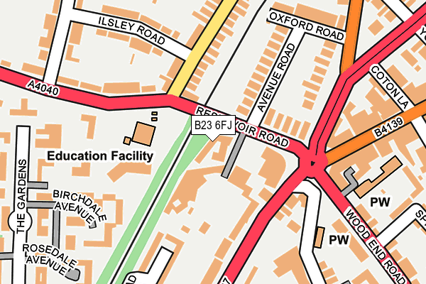 B23 6FJ map - OS OpenMap – Local (Ordnance Survey)