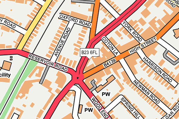 B23 6FL map - OS OpenMap – Local (Ordnance Survey)