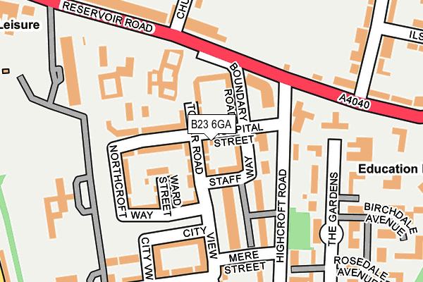 B23 6GA map - OS OpenMap – Local (Ordnance Survey)