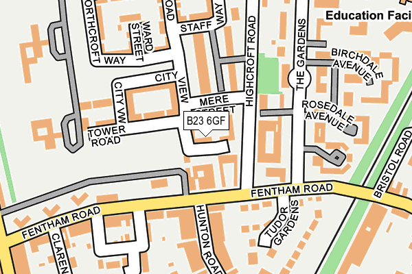 B23 6GF map - OS OpenMap – Local (Ordnance Survey)