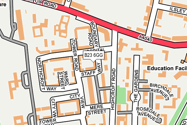 B23 6GG map - OS OpenMap – Local (Ordnance Survey)