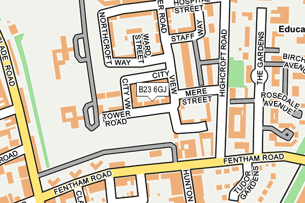 B23 6GJ map - OS OpenMap – Local (Ordnance Survey)