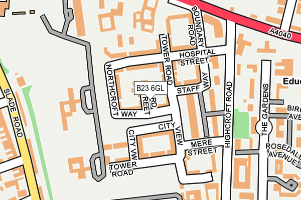 B23 6GL map - OS OpenMap – Local (Ordnance Survey)