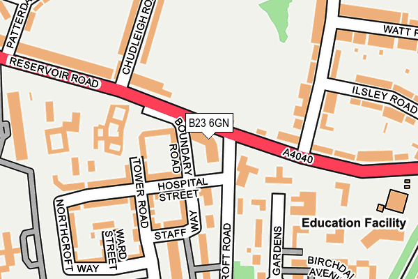 B23 6GN map - OS OpenMap – Local (Ordnance Survey)