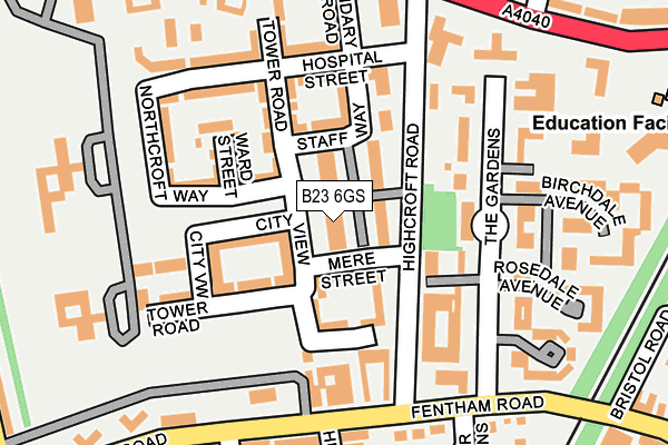 B23 6GS map - OS OpenMap – Local (Ordnance Survey)