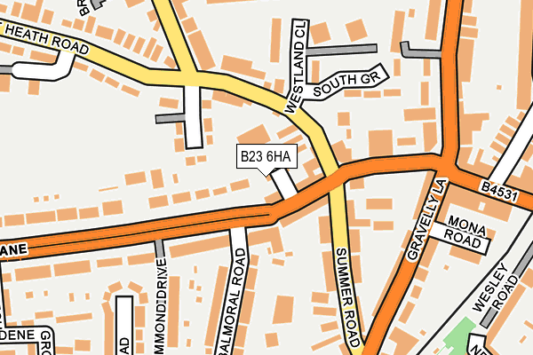 B23 6HA map - OS OpenMap – Local (Ordnance Survey)