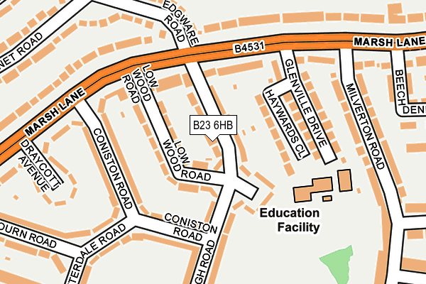 B23 6HB map - OS OpenMap – Local (Ordnance Survey)