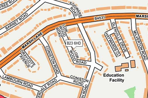 B23 6HD map - OS OpenMap – Local (Ordnance Survey)