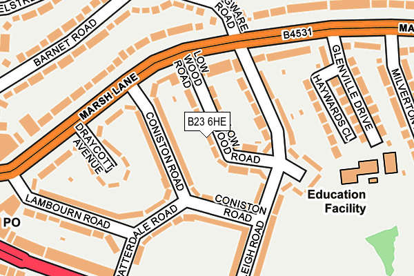 B23 6HE map - OS OpenMap – Local (Ordnance Survey)