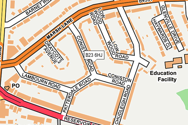B23 6HJ map - OS OpenMap – Local (Ordnance Survey)