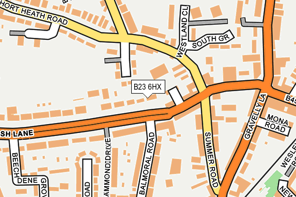 B23 6HX map - OS OpenMap – Local (Ordnance Survey)