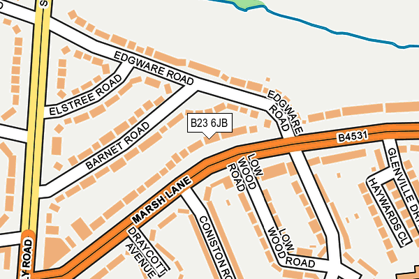 B23 6JB map - OS OpenMap – Local (Ordnance Survey)