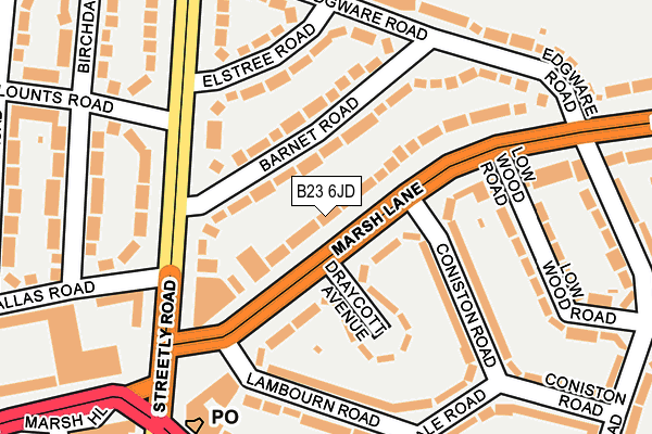B23 6JD map - OS OpenMap – Local (Ordnance Survey)