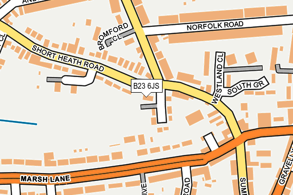B23 6JS map - OS OpenMap – Local (Ordnance Survey)
