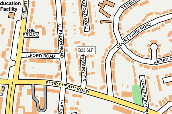 B23 6LF map - OS OpenMap – Local (Ordnance Survey)