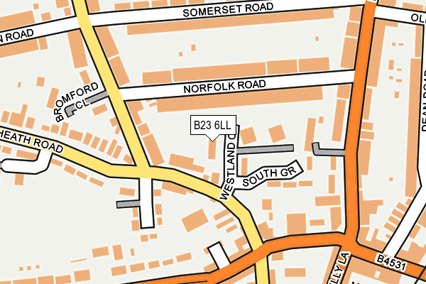 B23 6LL map - OS OpenMap – Local (Ordnance Survey)