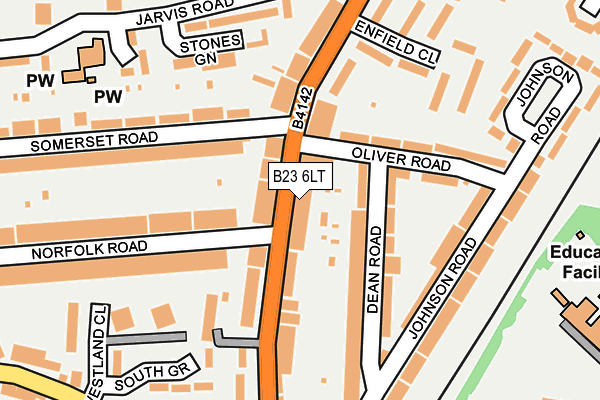 B23 6LT map - OS OpenMap – Local (Ordnance Survey)