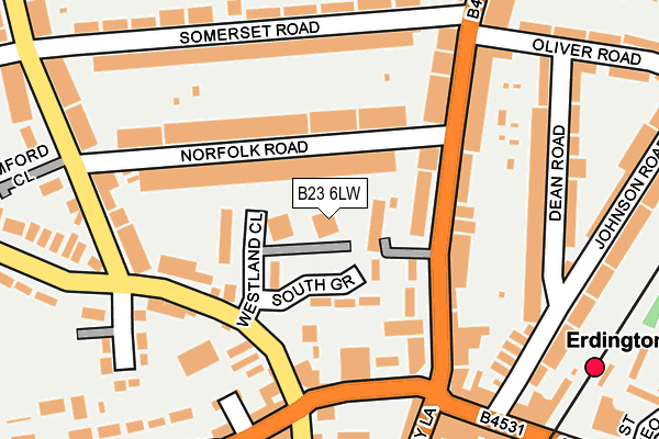 B23 6LW map - OS OpenMap – Local (Ordnance Survey)