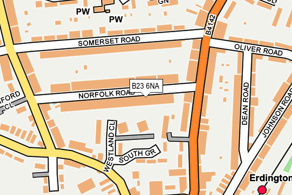 B23 6NA map - OS OpenMap – Local (Ordnance Survey)