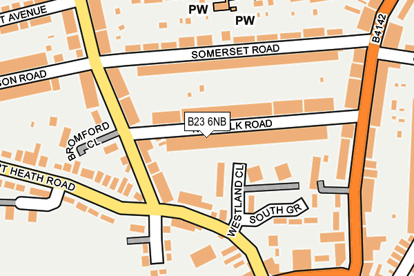 B23 6NB map - OS OpenMap – Local (Ordnance Survey)