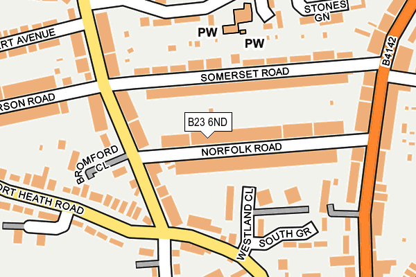 B23 6ND map - OS OpenMap – Local (Ordnance Survey)