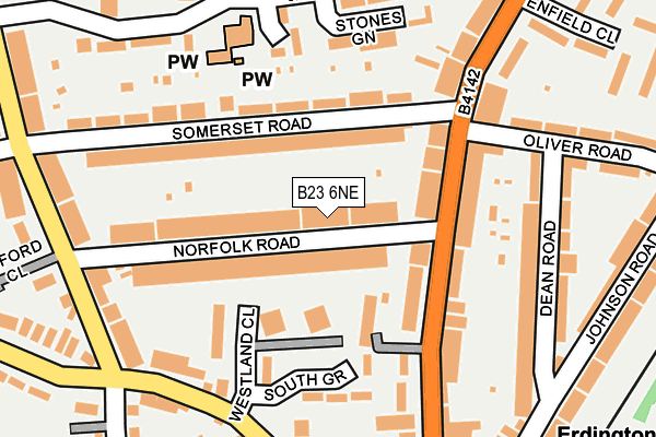 B23 6NE map - OS OpenMap – Local (Ordnance Survey)