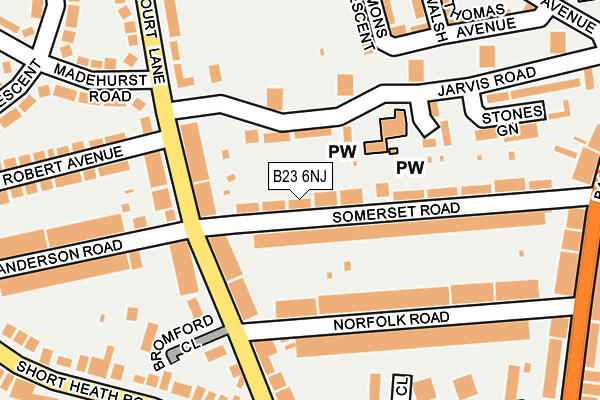 B23 6NJ map - OS OpenMap – Local (Ordnance Survey)