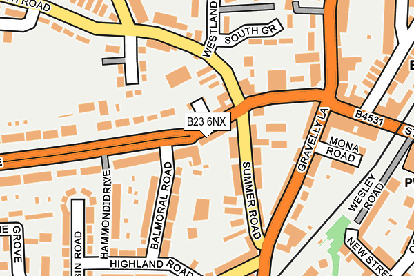 B23 6NX map - OS OpenMap – Local (Ordnance Survey)