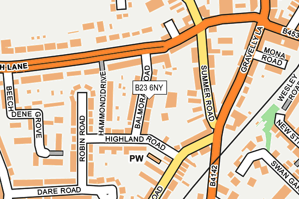 B23 6NY map - OS OpenMap – Local (Ordnance Survey)