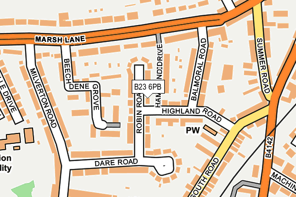 B23 6PB map - OS OpenMap – Local (Ordnance Survey)