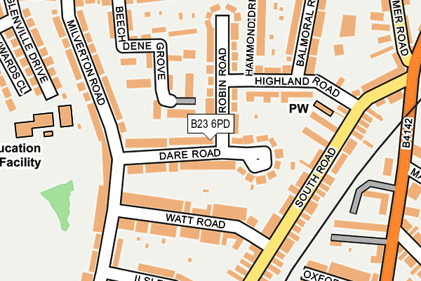 B23 6PD map - OS OpenMap – Local (Ordnance Survey)