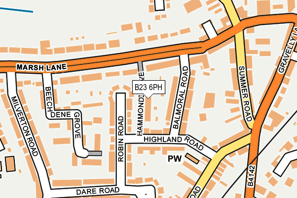 B23 6PH map - OS OpenMap – Local (Ordnance Survey)