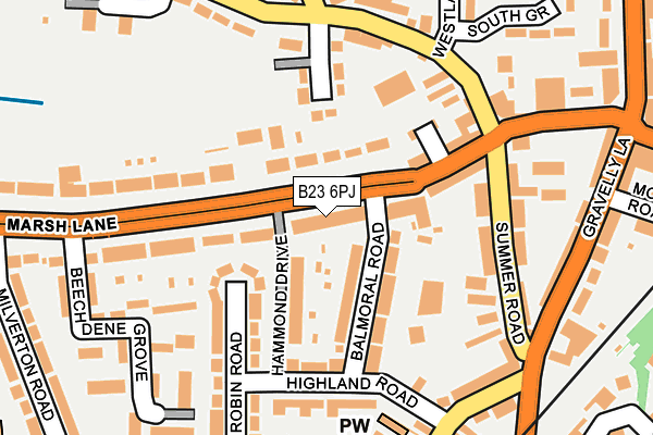 B23 6PJ map - OS OpenMap – Local (Ordnance Survey)