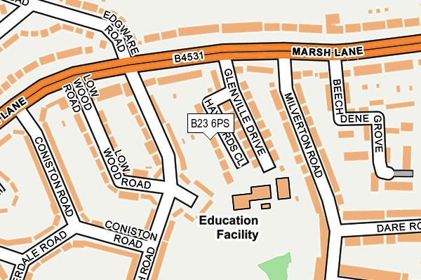 B23 6PS map - OS OpenMap – Local (Ordnance Survey)