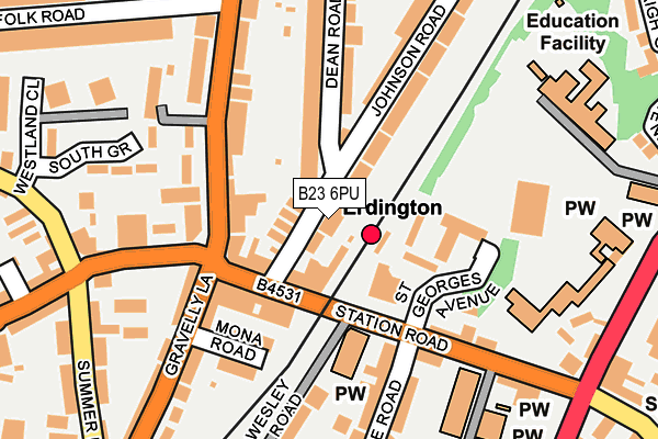 B23 6PU map - OS OpenMap – Local (Ordnance Survey)