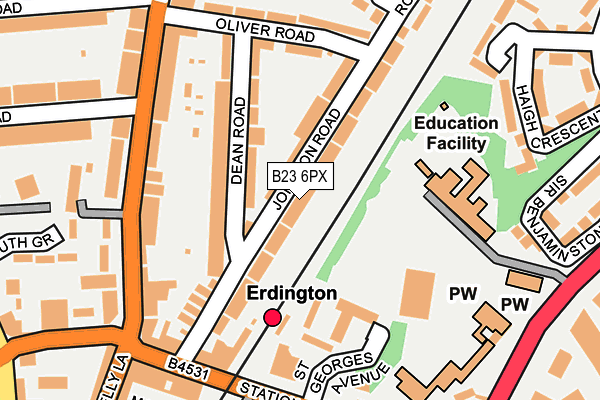 B23 6PX map - OS OpenMap – Local (Ordnance Survey)