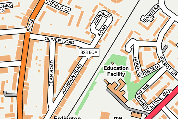 B23 6QA map - OS OpenMap – Local (Ordnance Survey)