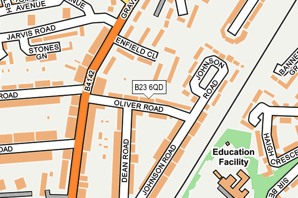 B23 6QD map - OS OpenMap – Local (Ordnance Survey)