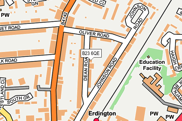 B23 6QE map - OS OpenMap – Local (Ordnance Survey)