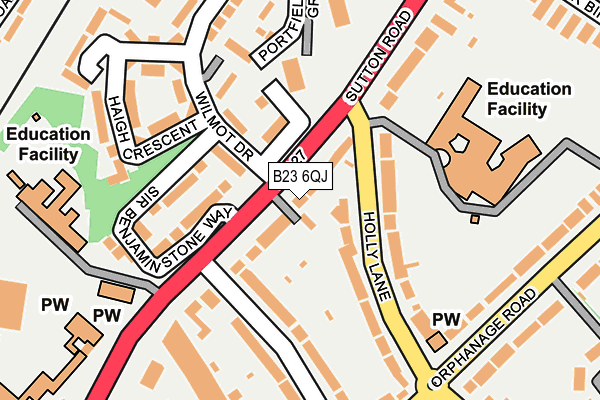 B23 6QJ map - OS OpenMap – Local (Ordnance Survey)