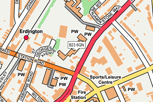 B23 6QN map - OS OpenMap – Local (Ordnance Survey)